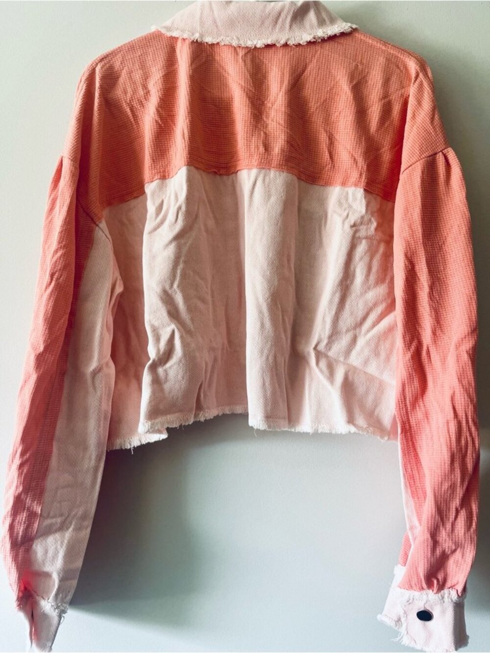 Waffle Knit Boyfriend Lightweight Shacket Jacket Pink - Picture 2 of 8